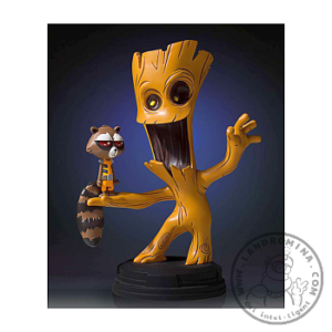 Groot con Mapache Cohete Animated Statue